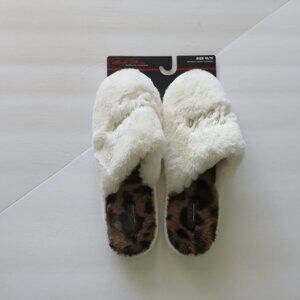 Marilyn Monroe Memory Foam Fuzzy Fur Leopard Indoor Outdoor Slippers Sz XL)10/11